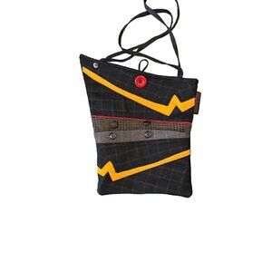 Handcrafted Bag, Purse, Handbag, Streetwear, Black, Gray, Orange/Yellow